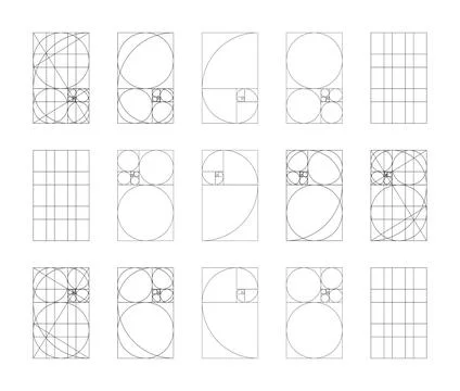 Golden ratio. Fibonacci array, numbers shapes. Harmony proportions frame Stock Illustration