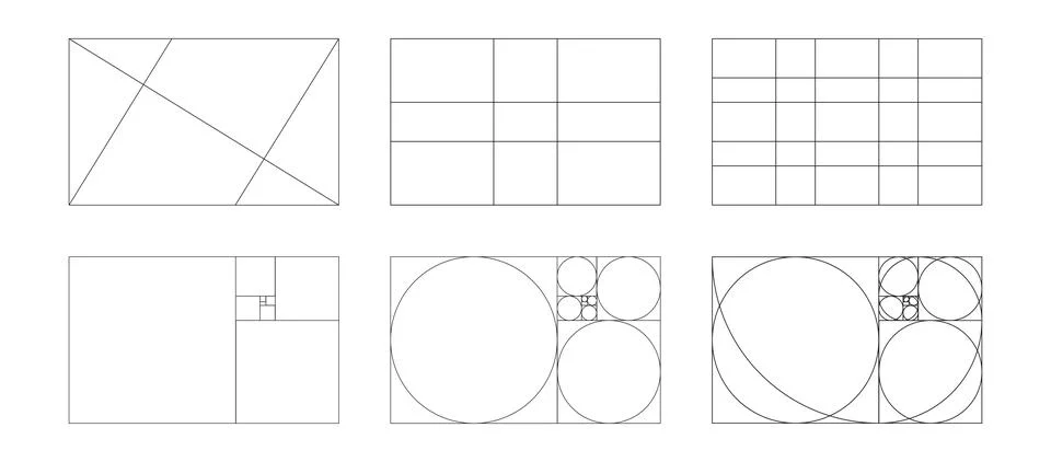 Golden ratio graphic template. Method golden section. Stock Illustration