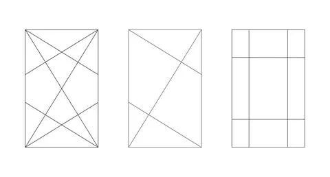 Golden ratio grid set. Method golden section template. Stock Illustration
