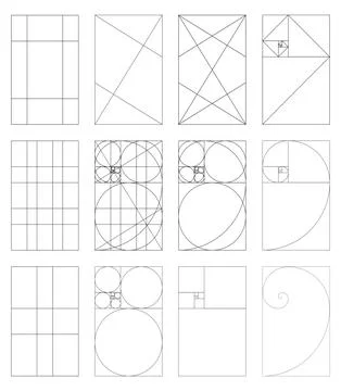 Golden ratio icon set. Method golden section. Stock Illustration