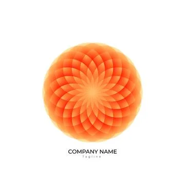 A golden ratio orange gradient flower abstract logo on white background Stock Illustration