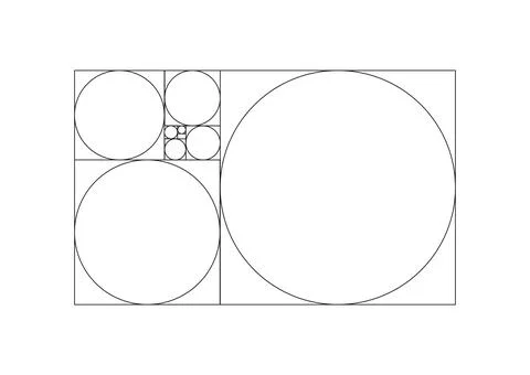 Golden ratio pattern. Fibonacci array, numbers form. Method golden section Stock Illustration