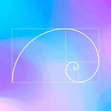 Golden ratio-proportion, Fibonacci sequence, golden spiral Stock Illustration