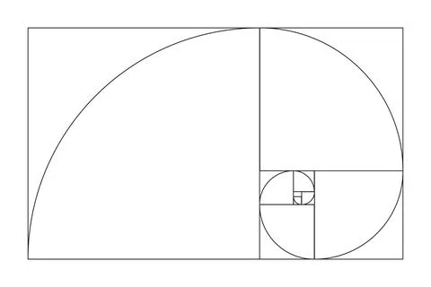 Golden ratio template. Fibonacci array, numbers. Stock Illustration