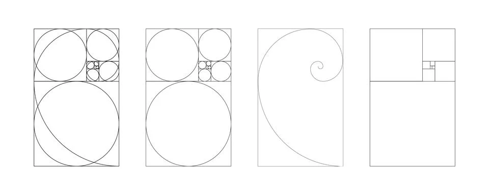 Golden ratio template. Method golden section set. Stock Illustration