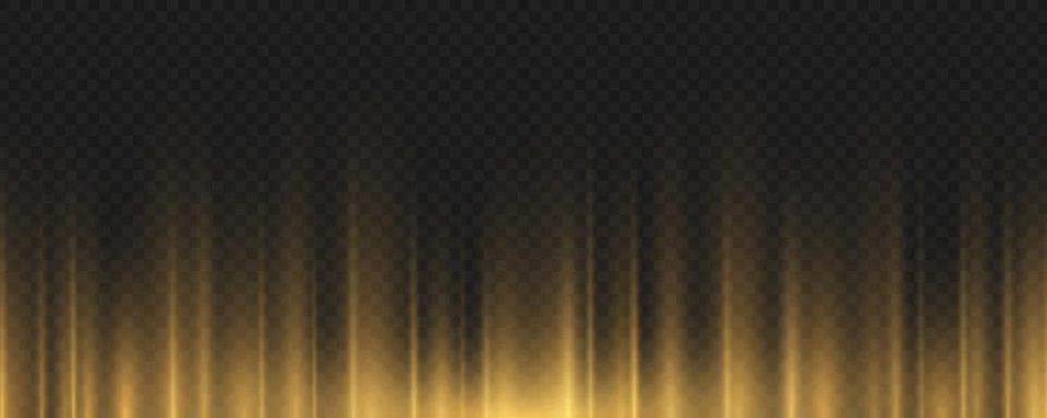 Golden rays effect isolated on a dark transparent background Stock Illustration