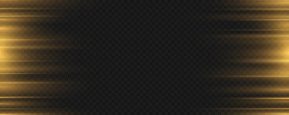 Golden rays effect isolated on a dark transparent background Stock Illustration
