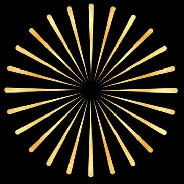 Golden Rays, gold beams element. Sunburst, starburst shape. Radiating, golden Stock Illustration