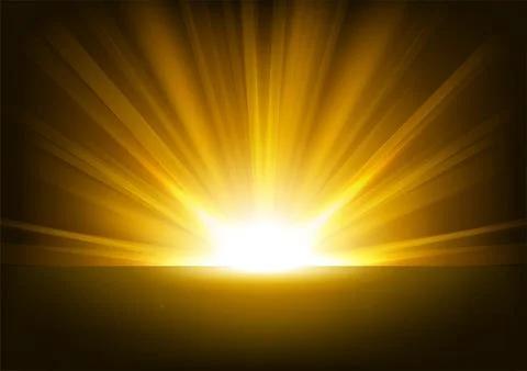 Golden Rays Rising On Dark Background, Vector Illustration Stock Illustration