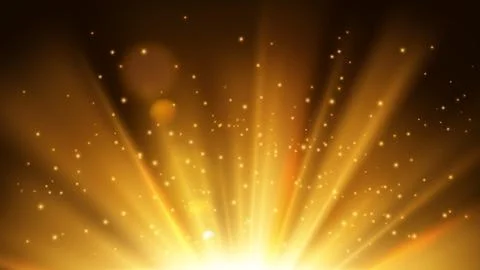 Golden Rays Rising On Dark Background. Suitable For Product Advertising, Pr.. Stock Illustration