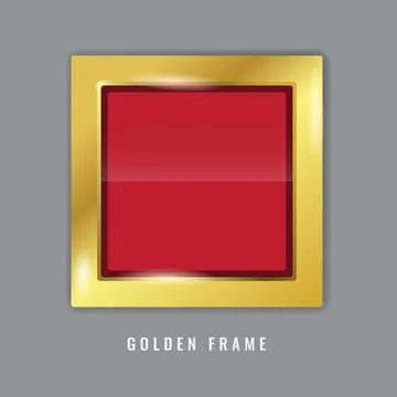 Golden realistic rectangle frame for your design. Illustrazione stock
