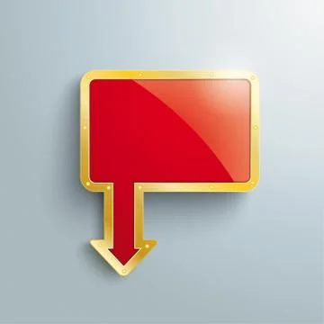 Golden rectangle arrow board grey background Illustrazione stock