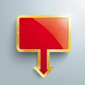 Golden Rectangle Arrow Marker Gray Background Illustrazione stock