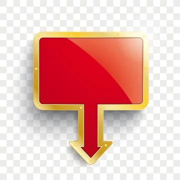 Golden Rectangle Arrow Marker Gray Background Stock Illustration