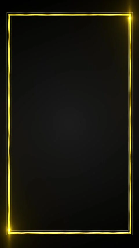 Golden rectangle border background dark center, bright highlights, polished edge Stock Footage 340401996