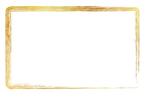 Golden rectangle crayon frame, simple hand draw sketch isolated on White Illustrazione stock