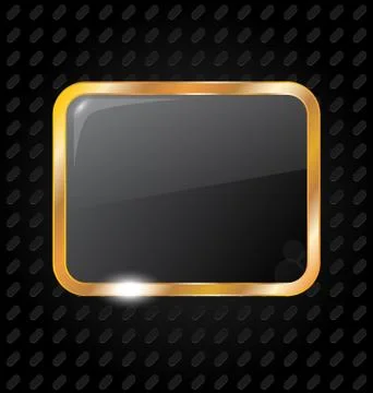 Golden rectangle frame isolated on aluminum background Stock Illustration