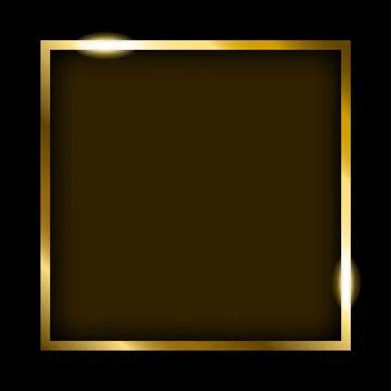 Golden rectangle frame isolated on black background Stock Illustration
