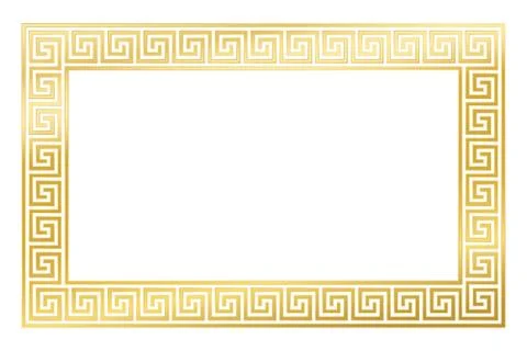 Golden Rectangle Framed Disconnected Meander Pattern Stock Illustration