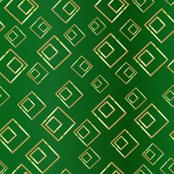 Golden rectangle on a green background seamless pattern 스톡 일러스트