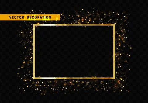 Golden rectangular frame isolated on transparent background 스톡 일러스트