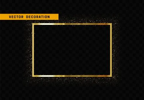 Golden rectangular frame isolated on transparent background 库存插图