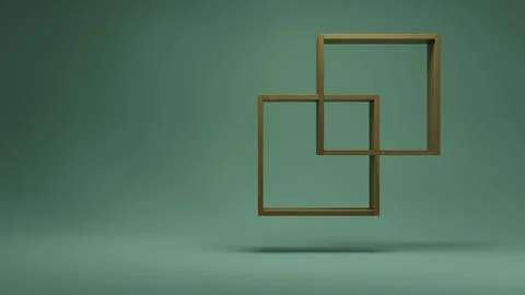 Golden Rectangular Frames on Dark Green Background Foto stock