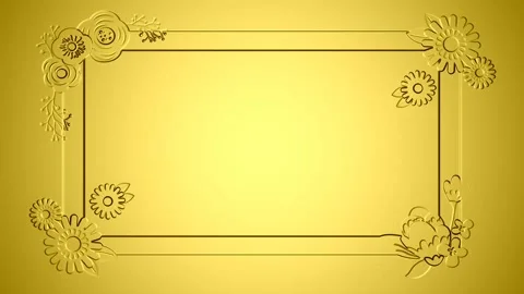 Golden rectangular frames with flowers on each side Stock Footage 134393872