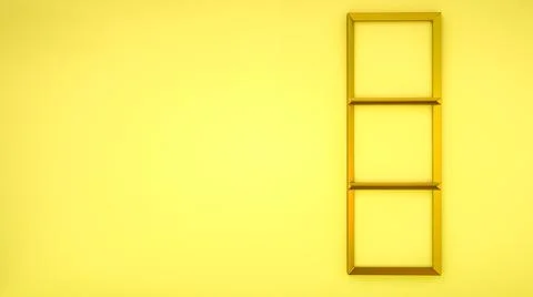 Golden rectangular frames on a yellow background. blank square frames for pho イラスト素材