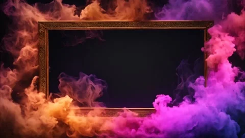 A golden rectangular horizontal frame on a dark background, with slowly mov.. Stock Footage 273954216