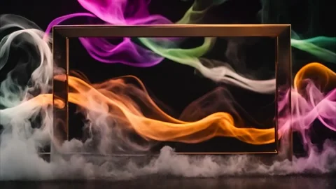 A golden, rectangular horizontal frame on a dark background, with white dry.. Stock Footage 273954651