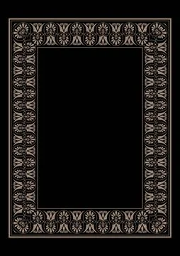 Golden rectangular Vertical Greek national ornament frame. A4 format. Frame  Stock Illustration