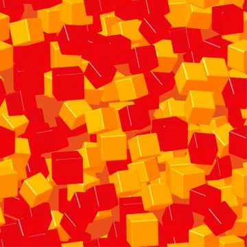 Golden Red Cubes Seamless Pattern, 3D Illustration Stock Illustration
