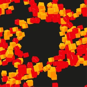 Golden Red Cubes Seamless Pattern, 3D Illustration Stock Illustration