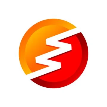 Golden Red Flash Lightning Circular Symbol Logo Design Stock Illustration