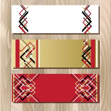 Golden red gift certificate template in art deco outline style Stock Illustration
