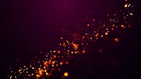 Golden red glow particles flicker and float in viscous liquid with amazing bokeh Stock Footage 136587606
