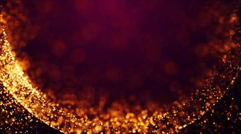 Golden red glow particles flicker and float in viscous liquid with amazing bokeh Stock Illustration