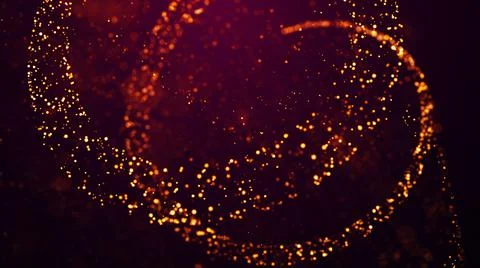 Golden red glow particles flicker and float in viscous liquid with amazing bokeh Stock Illustration