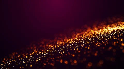 Golden red glow particles flicker and float in viscous liquid with amazing bokeh Stock Illustration