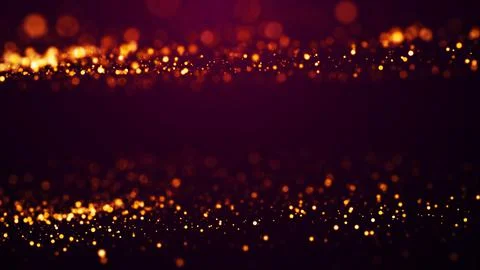 Golden red glow particles flicker and float in viscous liquid with amazing bokeh Stock Illustration