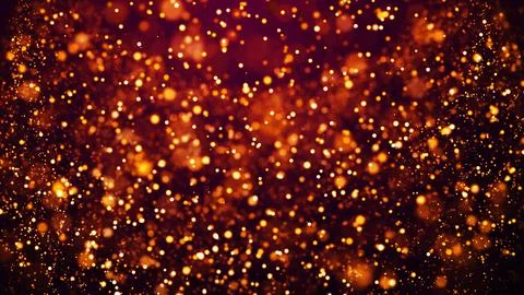 Golden red glow particles flicker and float in viscous liquid with amazing bokeh Stock Illustration