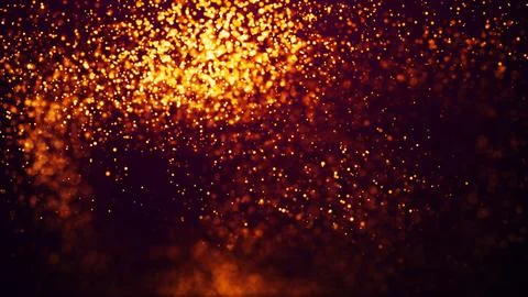 Golden red glow particles flicker and float in viscous liquid with amazing bokeh Stock Illustration