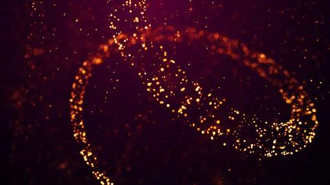 Golden red glow particles flicker and float in viscous liquid with amazing bokeh Stock Illustration
