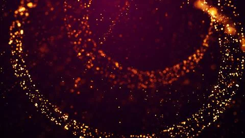 Golden red glow particles flicker and float in viscous liquid with amazing bokeh Stock Illustration