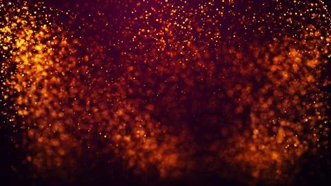 Golden red glow particles flicker and float in viscous liquid with amazing bokeh Stock Illustration