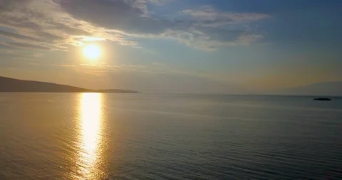 Golden reflection of sunset on the sea surface  Stock Footage 107948208