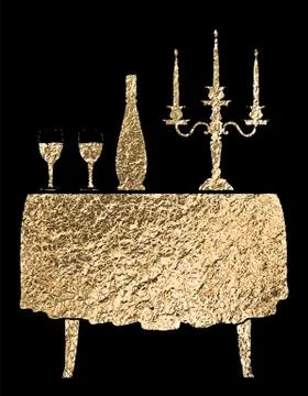 Golden restaurant table Stock Illustration