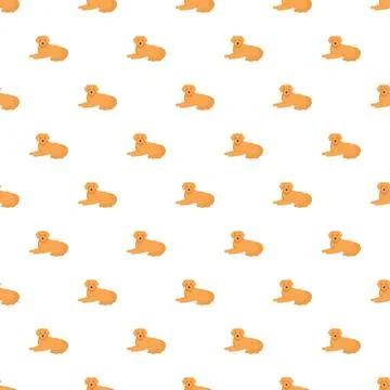 Golden retriever dog lying down seamless pattern Illustrazione stock