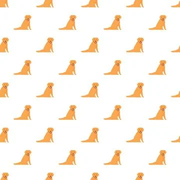 Golden retriever dog seamless pattern on white background Stock Illustration